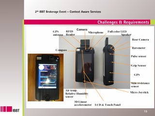 2de IBBT Brokerage Event – Context Aware Services


                                              Challenges & Requirements




                                                                    15
 