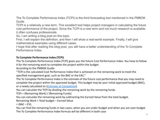To Complete Performance Index Formula cost Management V4 | PPTX