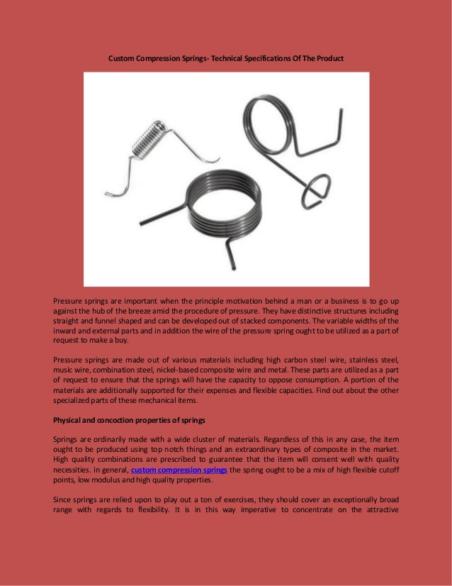 Custom Compression Springs Technical Specifications Of The Product