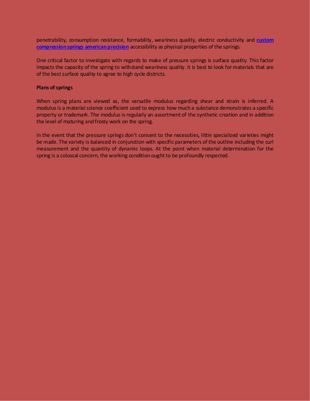 Custom Compression Springs Technical Specifications Of The Product