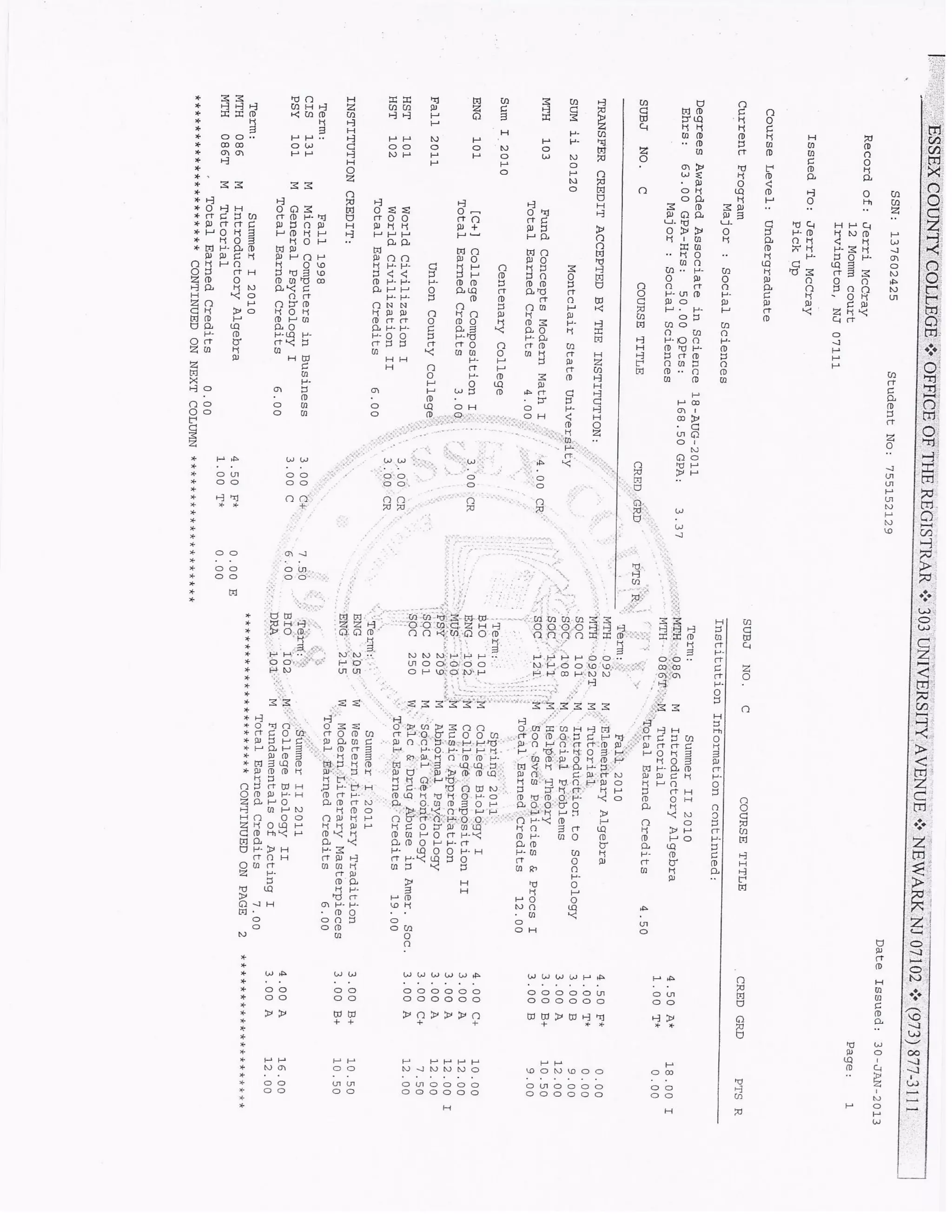 BA Transcript and Degree