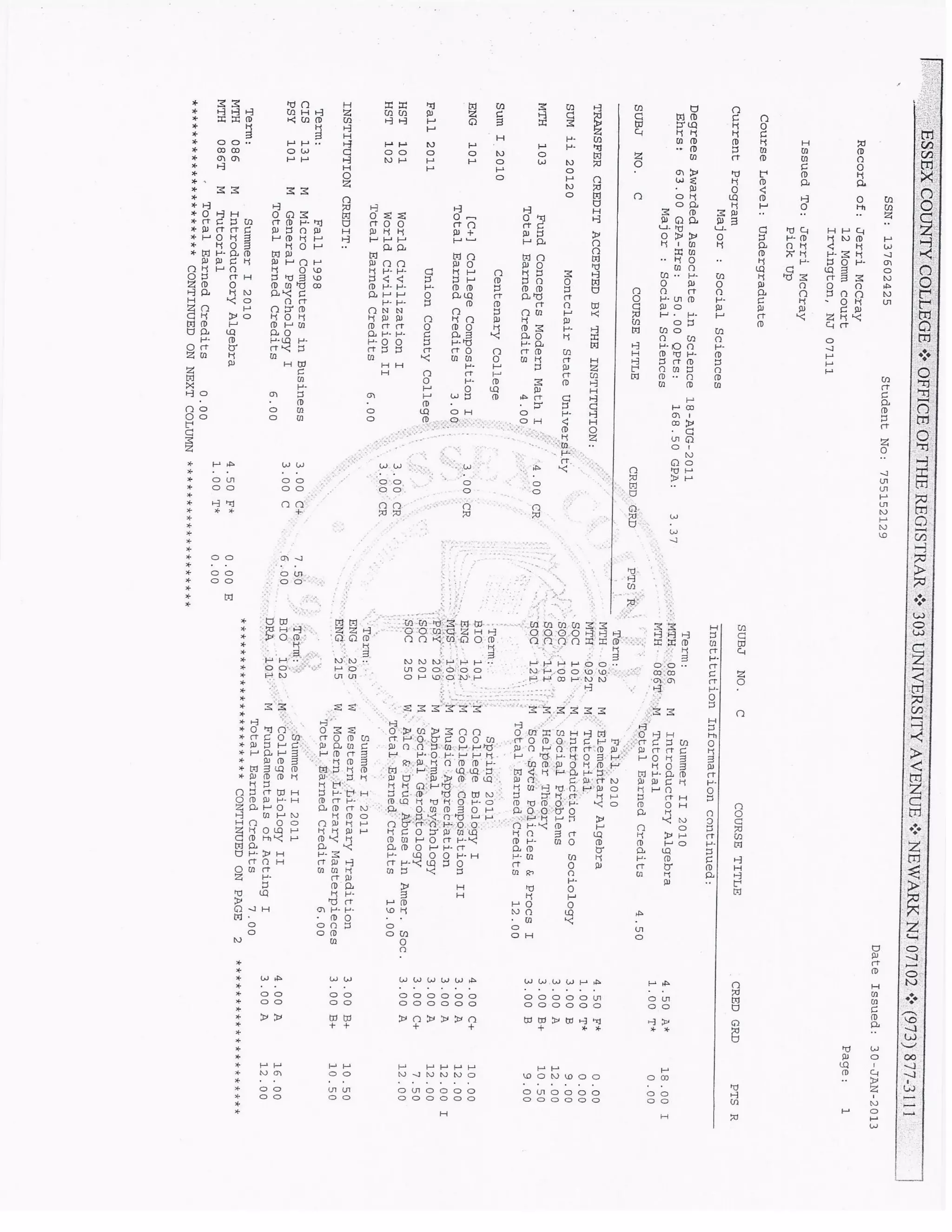 BA Transcript and Degree