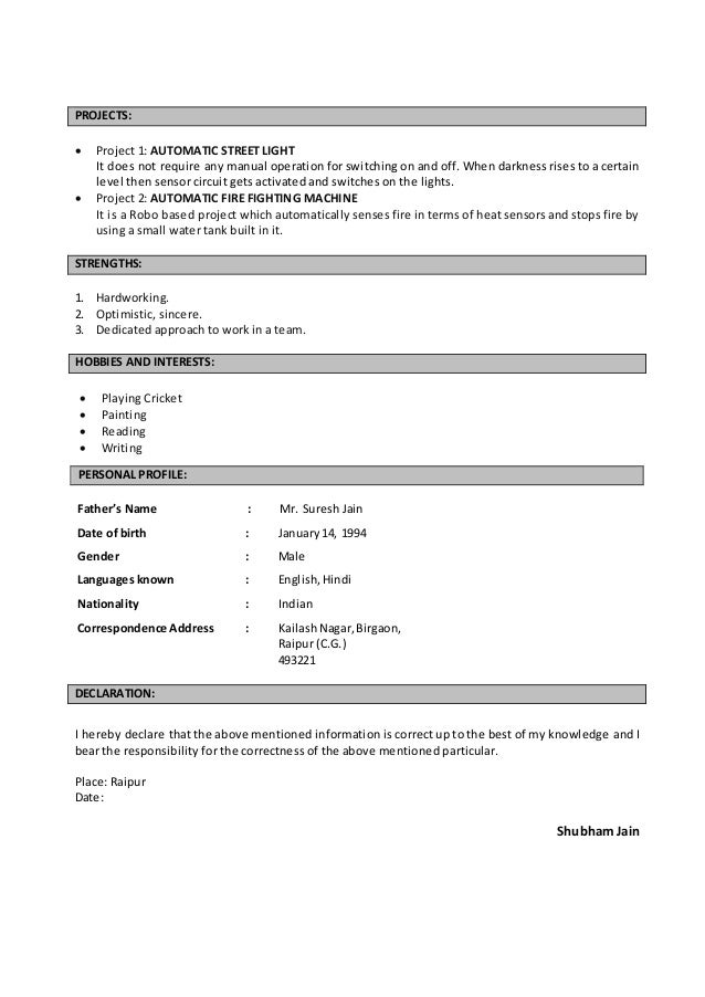 resume format for tcs pdf free download