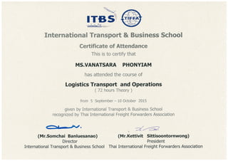 international logistic and transportation Certification