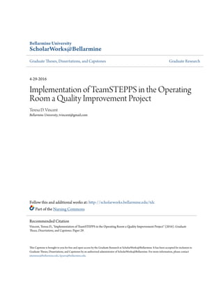 Scholarworks Project Example Implementation of TeamSTEPPS in the Operating Room a Quality Impr | PDF