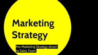 Marketing
Strategy
Pre-Marketing Strategy driven
by Sales Team
 
