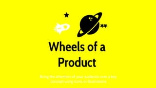 Wheels of a
Product
Bring the attention of your audience over a key
concept using icons or illustrations
 
