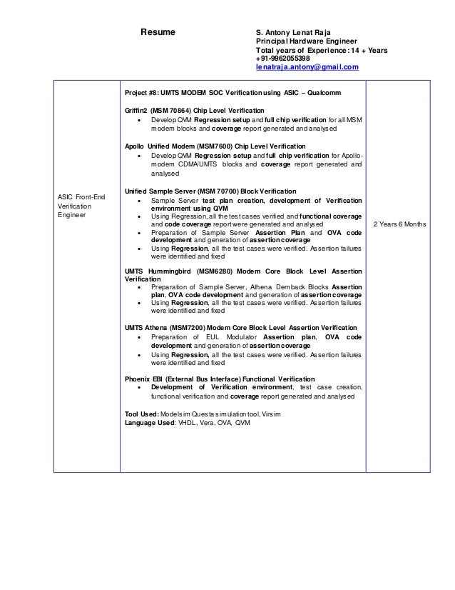 verification engineer resumes