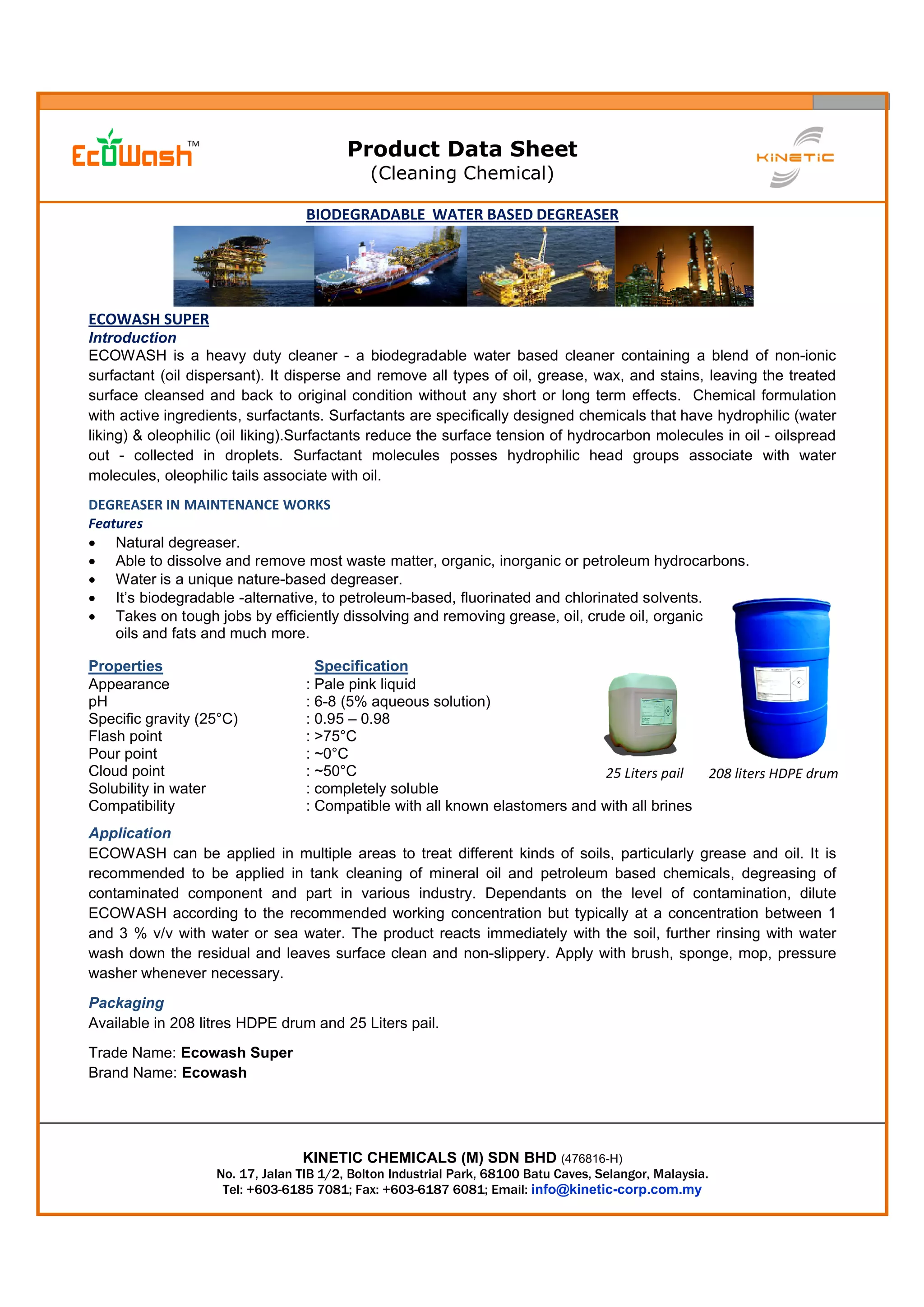 Ecowash Degreaser PDS Rev02 PDF Ecowash Degreaser PDS Rev02 PDF