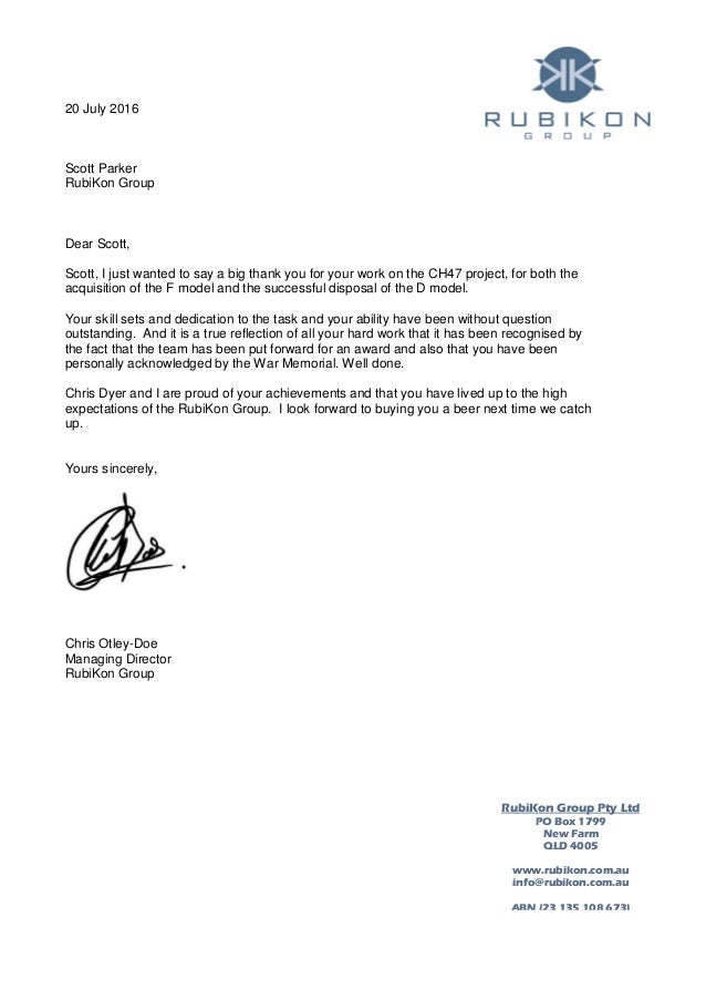 thank you for your hard work letter