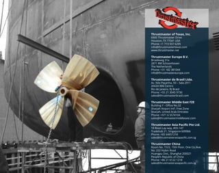 Thrustmaster of Texas, Inc.
6900 Thrustmaster Drive
Houston, TX 77041 USA
Phone: +1 713 937 6295
info@thrustmastertexas.com
www.thrustmaster.net
Thrustmaster Europe B.V.
Broeikweg 31a
2871 RM Schoonhoven
The Netherlands
Phone: +31 182 381044
info@thrustmastereurope.com
Thrustmaster do Brasil Ltda.
Av. Nilo Peçanha, 50 – Sala 2911
20020-906 Centro
Rio de Janeiro, RJ Brasil
Phone: +55 21 3045 9730
sales@thrustmasterbrasil.com
Thrustmaster Middle East FZE
Building Y - Office No.32
Sharjah Airport Int’l. Free Zone
Sharjah, United Arab Emirates
Phone: +971 6 5574104
sales@thrustmastermiddleeast.com
Thrustmaster Asia Pacific Pte Ltd.
18 Boon Lay way, #05-147
Tradehub 21, Singapore 609966
Phone: +65 64651218
sales@thrustmasterasiapacific.com.sg
Thrustmaster China
Room No. 1522, 15th Floor, One Co. Ave.
No. 222 Hubin Road
Huangpu Dist., Shanghai 200021
People’s Republic of China
Phone: +86 21 6122 1218
sales@thrustmasterasiapacific.com.sg
 