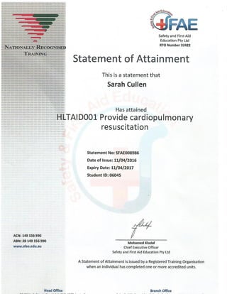 CPR Certificate 2016-2017