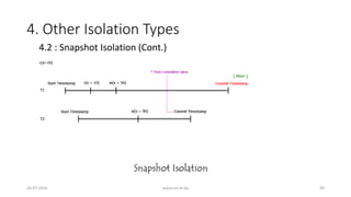 4. Other Isolation Types
26-07-2016 www.uni-kl.de 49
4.2 : Snapshot Isolation (Cont.)
 