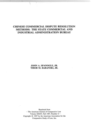 China Commercial Dispute Resolution (Am. J. Comp. Law) (1987)