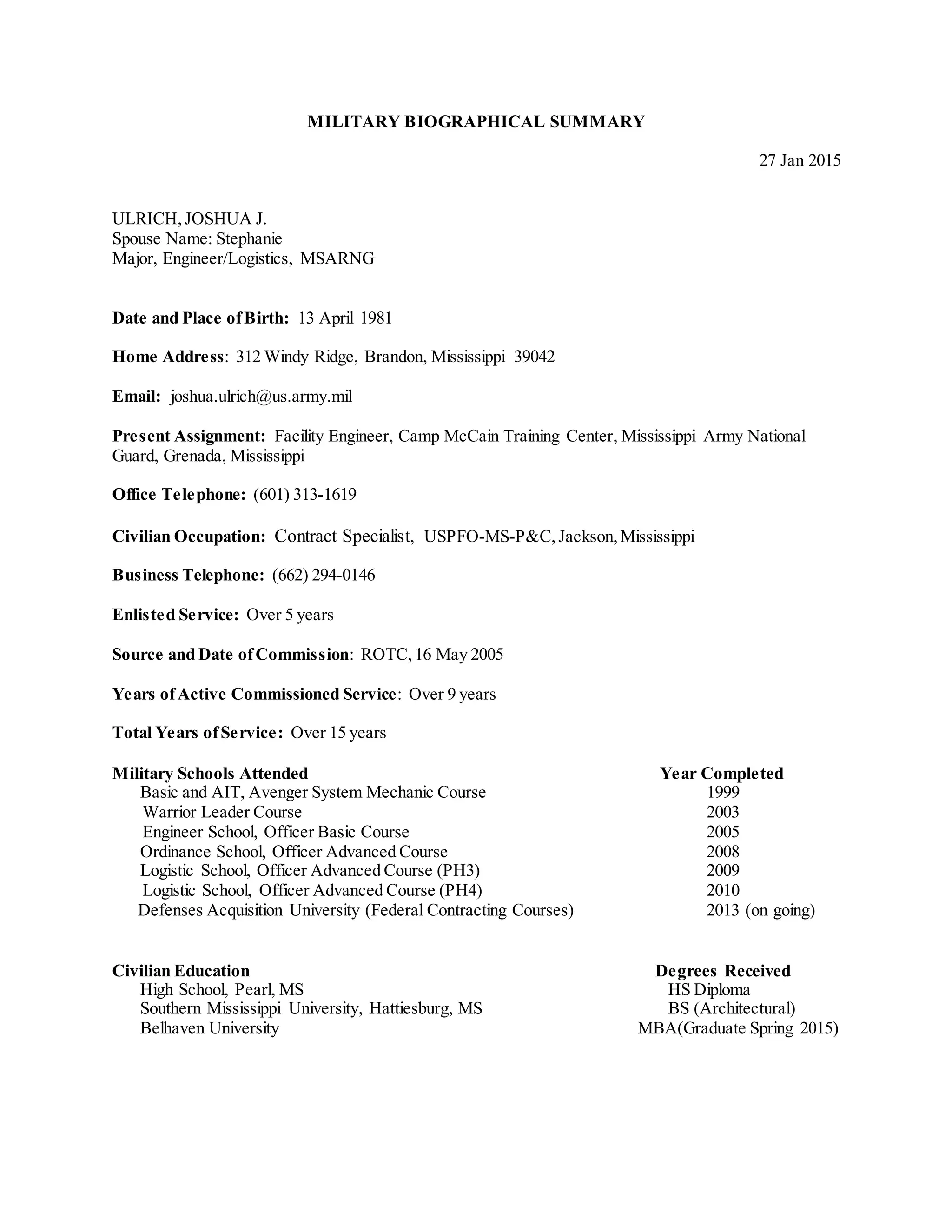 BIOGRAPHICAL SUMMARY_Ulrich_LinkdenIn | PDF