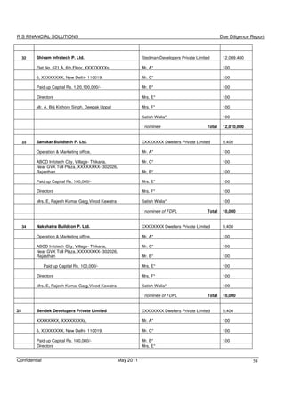 Financial Dd Report Example 0 Sample Financial Due Diligence Report - VK | PDF