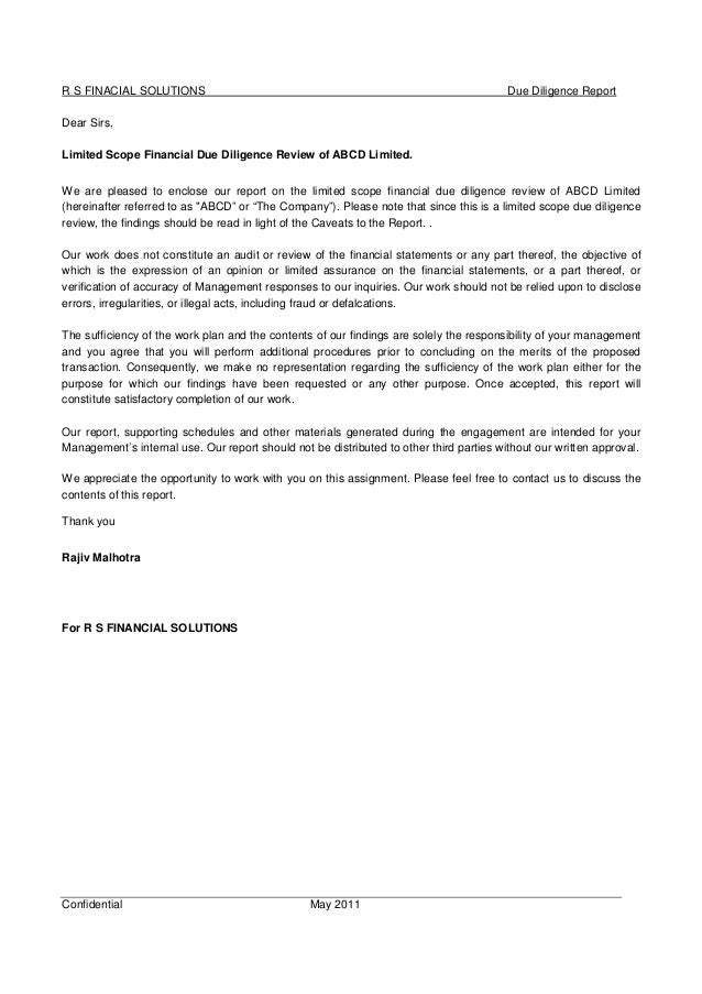 0 sample financial due diligence report vk financial due diligence report