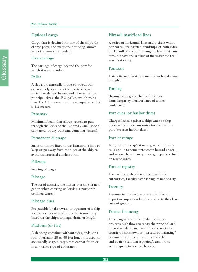 Glossary of Port and Shipping Terms