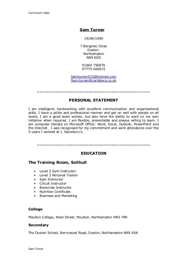Sam Turner Cv