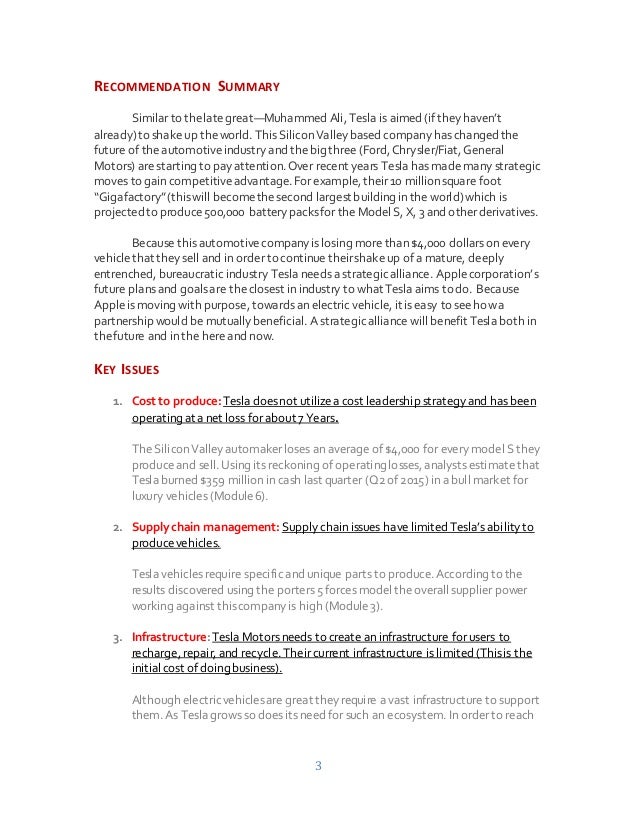 tesla strategy recommendations report strategy recommendations