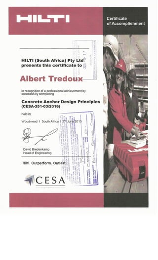 HILTI Anchor Design Principles Cert 