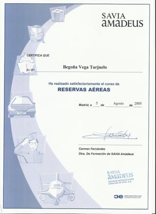 certificate amadeus aereos