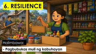 - Pagbubukas muli ng kabuhayan
Halimbawa:
6. RESILIENCE
 