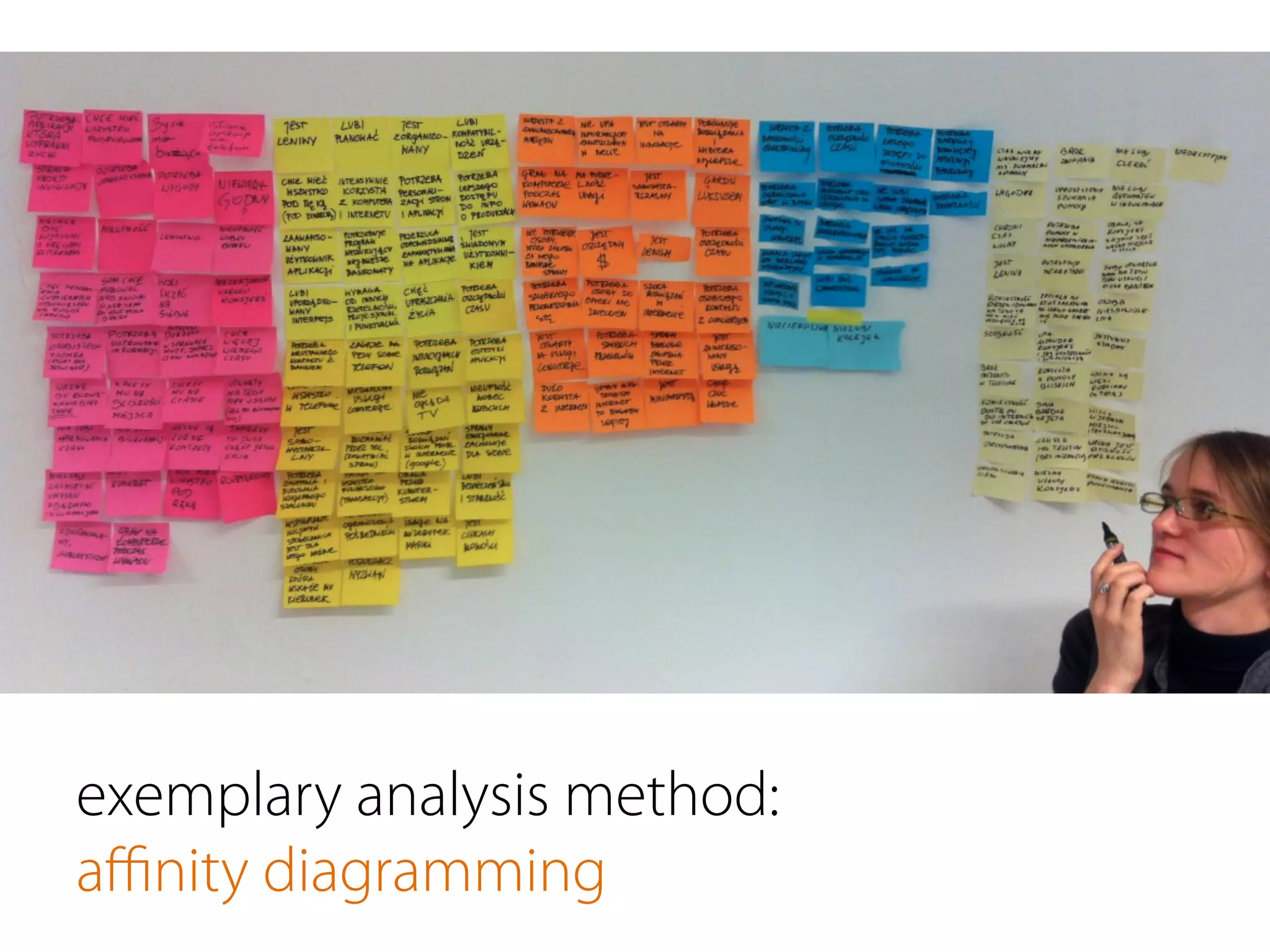 exemplary analysis method:
aﬃnity diagramming
 