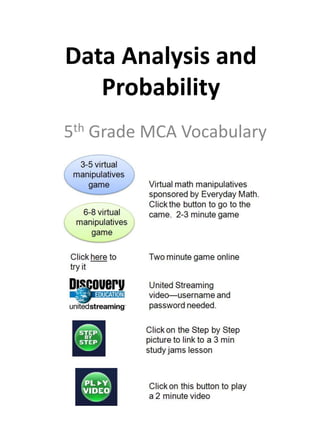 Data Analysis and Probability 5th Grade MCA Vocabulary 