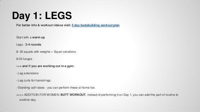 Five Day Bodybuilding Workout Plan Five Day Bodybuilding Workout Plan