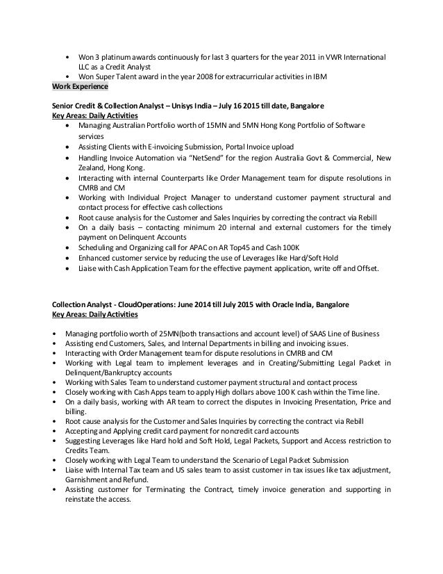 collection agent resume