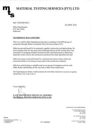 Senior Directors Reference Letter