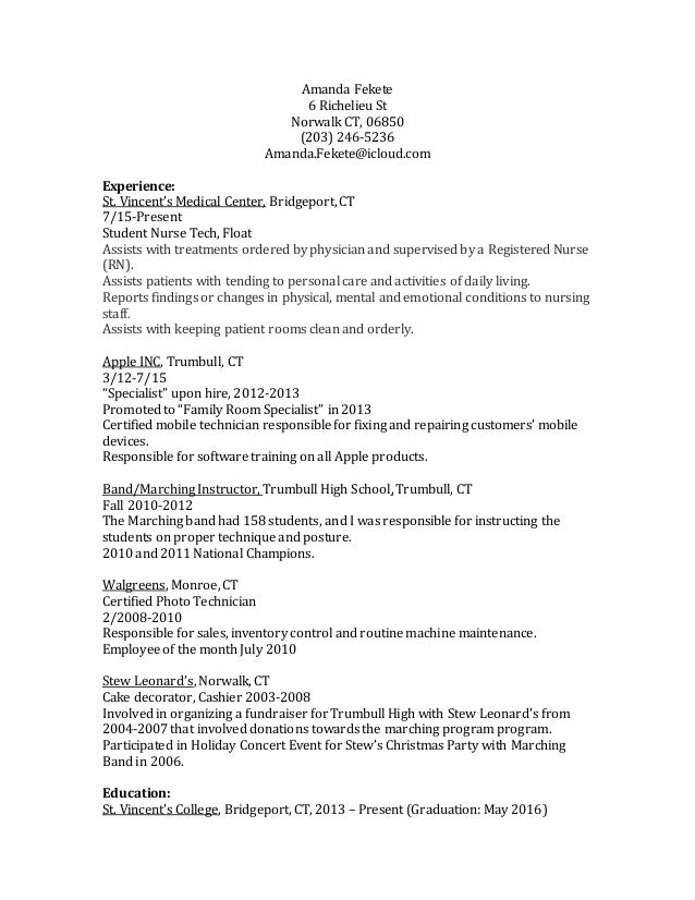 nurse tech resumes