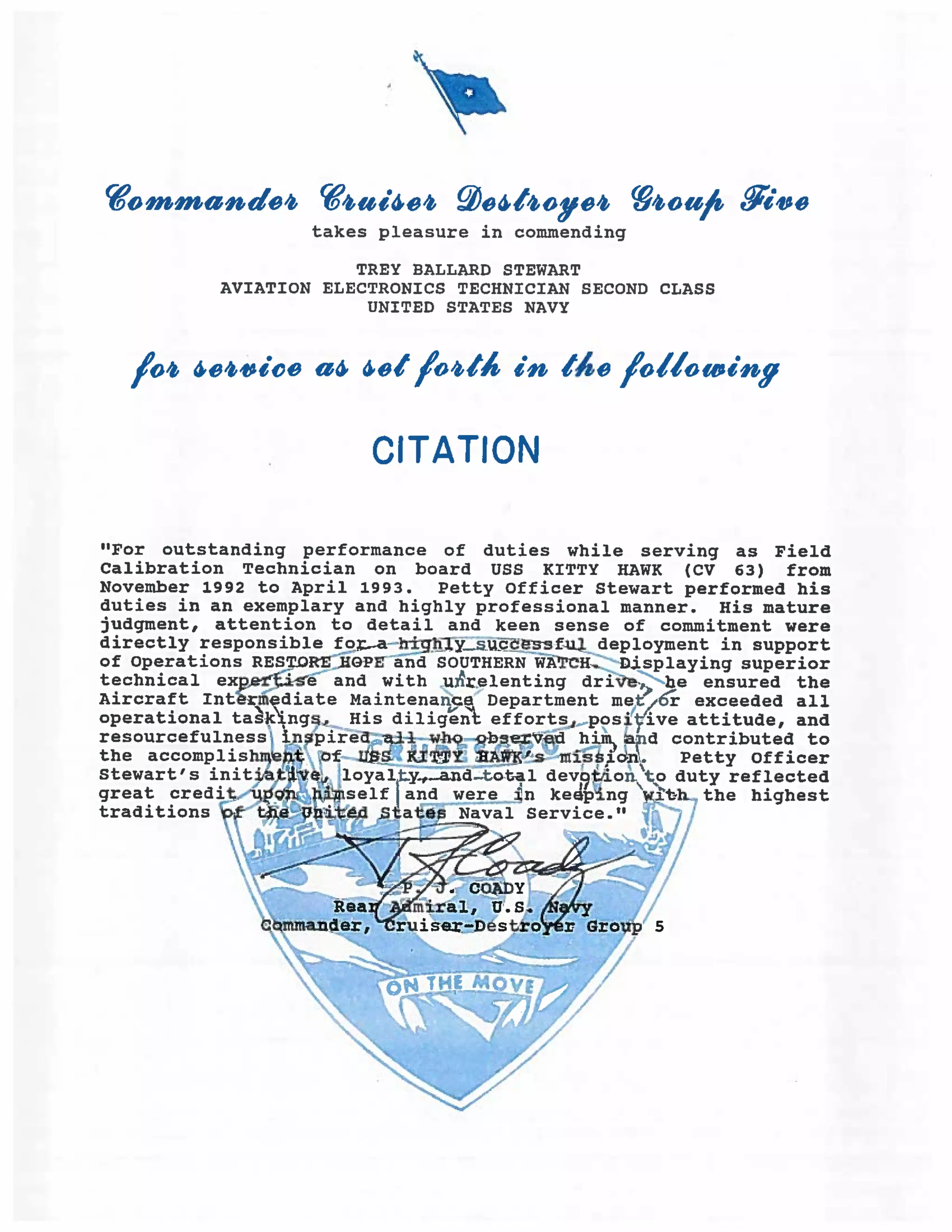 Admiral Coady Letter of Commendation | PDF