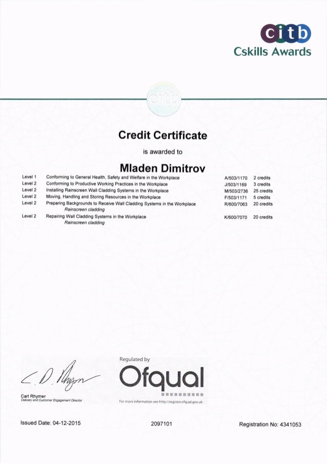 Mladen Dimitrov Certificate