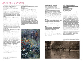 Lunch & Learn: Inside Views
Select Thursdays, 10:30 a.m.–1 p.m.
Limited to 25 people; Call 412.622.3288
to register.
Led by museum staff, these gallery visits
will give you an insider’s look at collections
and exhibitions each month. The dialogue
continues over a light lunch in the Carnegie
Café unless noted otherwise. Price includes
lunch.
May 17: Henri Matisse: The Thousand and
One Nights
$30 ($24 members)
Late in his life, confined to his bed and
unable to paint, Henri Matisse was still
driven to create. Curator of fine arts Louise
Lippincott leads this look at Matisse’s multi-
panel paper cut-out The Thousand and One
Nights, an exuberant and inventive approach
to symbolic storytelling created when he was
81 years old.
June 14: The Art of Pictorialist Photographers
$30 ($24 members)
Photography had a significant impact on
the way artists began to see, and record,
their world in the late 19th century. Like
Impressionist painters, Pictorialist photog-
raphers also gathered together in loose-knit
societies where they shared an interest
in exquisitely crafted, unique prints that
revealed new ideas about modern subjects,
focus, and “finish.” Join Linda Benedict-
Jones, co-curator of Impressionism in a New
Light, to explore how photography was carv-
ing out its new place in the art world.
July 12: Impressionism in a New Light
$30 ($24 members)
Join Amanda Zehnder, co-curator of the exhi-
bition, to investigate the complex nature of
Impressionism as a unique social and artistic
scene; as a style of painting associated with
certain subjects; and as a term related to
optics and expression.
August 9: Oakland: Pittsburgh’s City Beautiful
Movement
$45 ($39 members)
Jean-François Raffaëlli’s 1899 painting
Schenley Park, Pittsburg, on view in the
exhibition Impressionism in a New Light,
coincides with the emergence of Oakland
as Pittsburgh’s response to the “City
Beautiful” movement. Amanda Zehnder,
co-curator of the exhibition, introduces the
painting and teams up with Tracy Myers,
curator of architecture, to lead a tour of
our City Beautiful neighborhood, includ-
ing the museum, Phipps Conservatory, and
Schenley Park, ending with lunch in the his-
toric Schenley Park Café and Visitor Center.
Transportation for the neighborhood tour is
provided.
6 7
LECTURES & EVENTS	
Bound Together” Book Club
Select Thursdays, 6:30–7:45 p.m.
Meet in the Museum of Art Lobby
Free; Space is limited; Call 412.622.3288
to register.
This collaborative program of Carnegie
Museum of Art and Carnegie Library of
Pittsburgh presents a casual and thoughtful
15-minute gallery talk highlighting visual
and literary connections, followed by book
discussion in the galleries with fellow read-
ers and library staff. Most books are avail-
able at Carnegie Library of Pittsburgh.
May 10
The Arabian Nights (related exhibition: Henri
Matisse: The Thousand and One Nights)
June 14
Emile Zola’s The Belly of Paris (related exhi-
bition: Impressionism in a New Light)
July 12
David McCullough’s The Greater Journey:
Americans in Paris (related exhibition:
Impressionism in a New Light)
August 9
Alan Bradley’s The Sweetness at the Bottom
of the Pie (related works: drawings of gar-
den structures from the Heinz Architectural
Center collection)
Light, Time, and Apparatus:
From Pictorialism to 21st-Century
Photography
Saturday, June 9, 6:30–8 p.m.
Galleries open until 9 p.m.
Free; Reception follows
At the turn of the last century, world-
renowned photographer Alfred Stieglitz
was “determined that photography would
be accepted as art.” He championed
Pictorialism as the process that would
achieve this end. Join us for an interest-
ing and wide-ranging discussion in which
four contemporary photographers—whose
work is informed by the history of photog-
raphy and its various processes—discuss
their thoughts and ideas on photography’s
foundational elements: Light, Time, and
Apparatus. They’ll offer reflection on these
influences in the creation of their work with
an emphasis on control of the art during a
time of commercial standardization and how
this is used to counter the anonymous qual-
ity of much of contemporary photography.
Presented with F295: Continued Explorations
of 21st Century Photography Conference,
June 7–10. To register for the full confer-
ence, visit www.f295.org/2012.
Teachers: Ask about Act 48 hours when you attend museum programs. “
Alfred Stieglitz, Wet Day on the Boulevard, Paris, 1894, Courtesy
of George Eastman House, International Museum of Photography
and Film
Pierre-Auguste Renoir, The Garden in the Rue Cortot,
Montmartre, 1876, Acquired through the generosity of
Mrs. Alan M. Scaife, 65.35
 