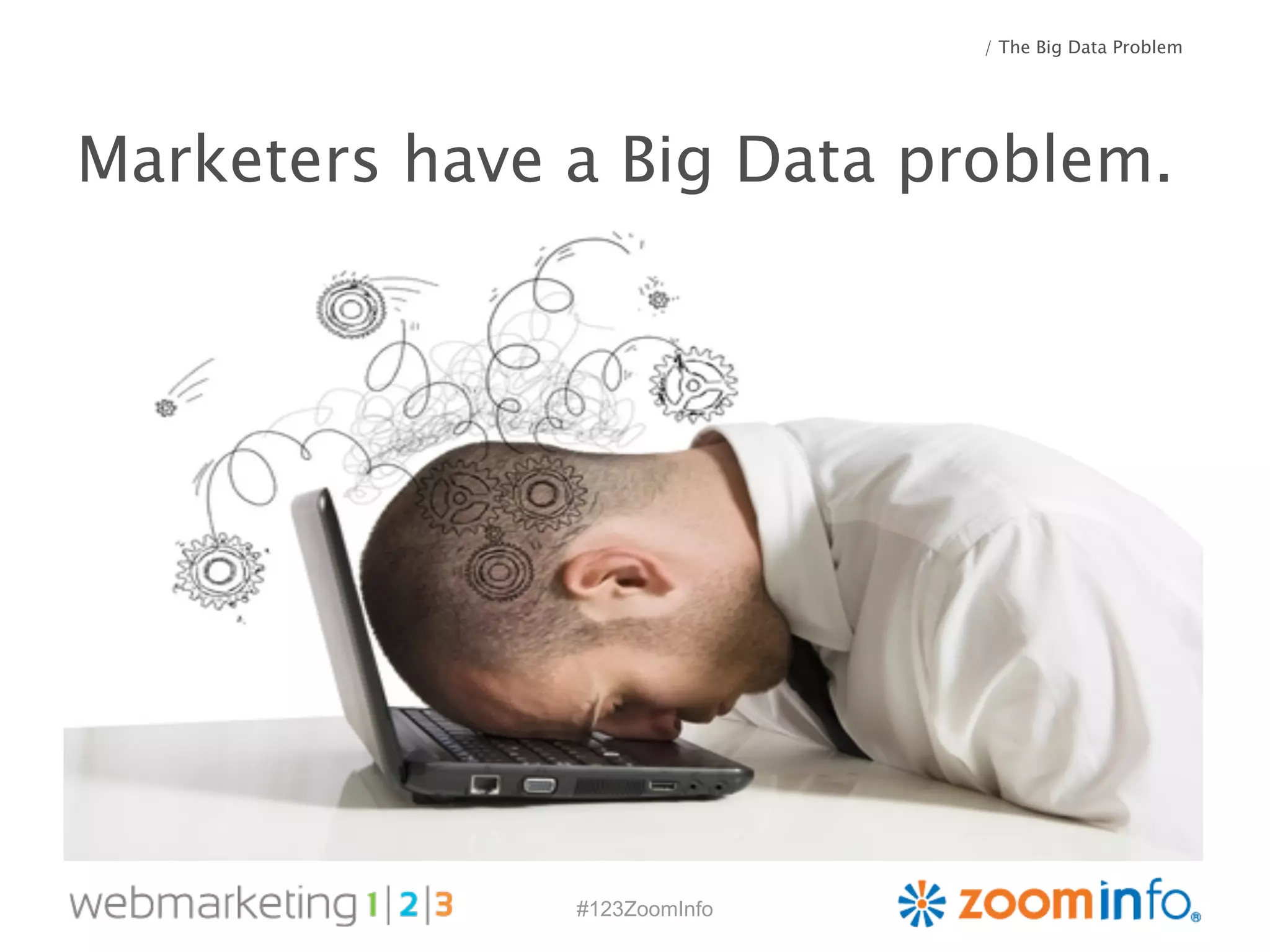 Marketers have a Big Data problem. 
#123ZoomInfo 
/ The Big Data Problem 
 