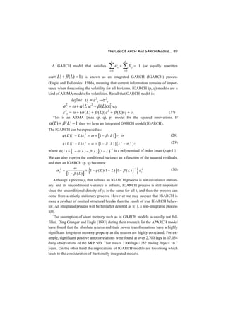 The Use of ARCH and GARCH Models for Estimating and Forecasting ...