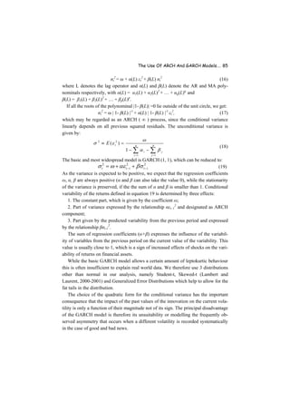 The Use of ARCH and GARCH Models for Estimating and Forecasting ...