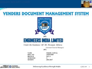 14 July 2016 2
SECURE SOCKET LAYER
NAME :NIKHIL JAIWAL
ROLL NO :1502914909
BRANCH :M.C.A
SEMESTER :V
SESSION :2016-2017
(AT)
Under the Guidance Of Mr. Niranjan Behera
(Assistant General Manager)
(BY)
 