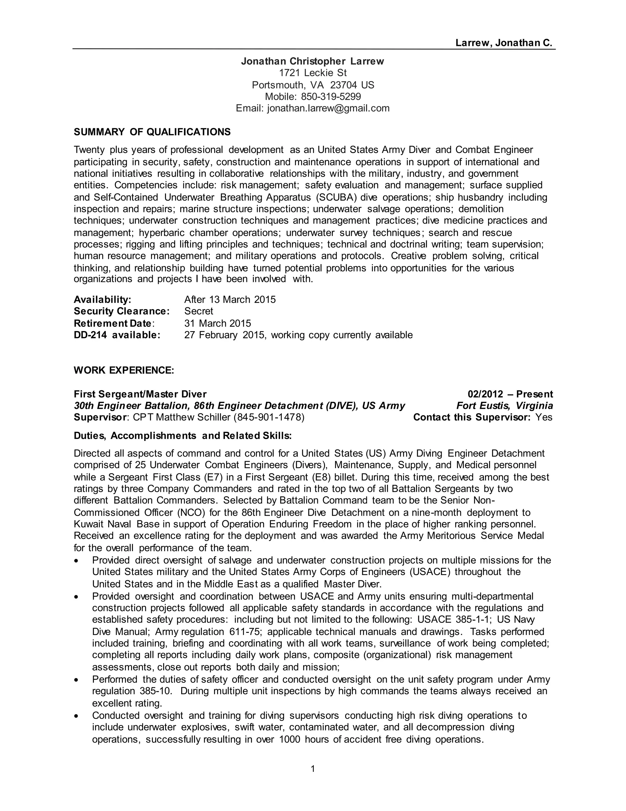 safety resume without awards 02102015 | DOCX