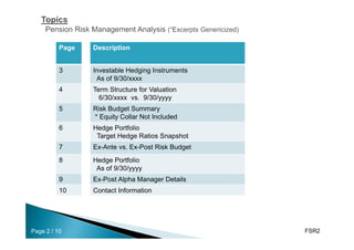 Pension Risk Management Excerpts Genericized | PDF