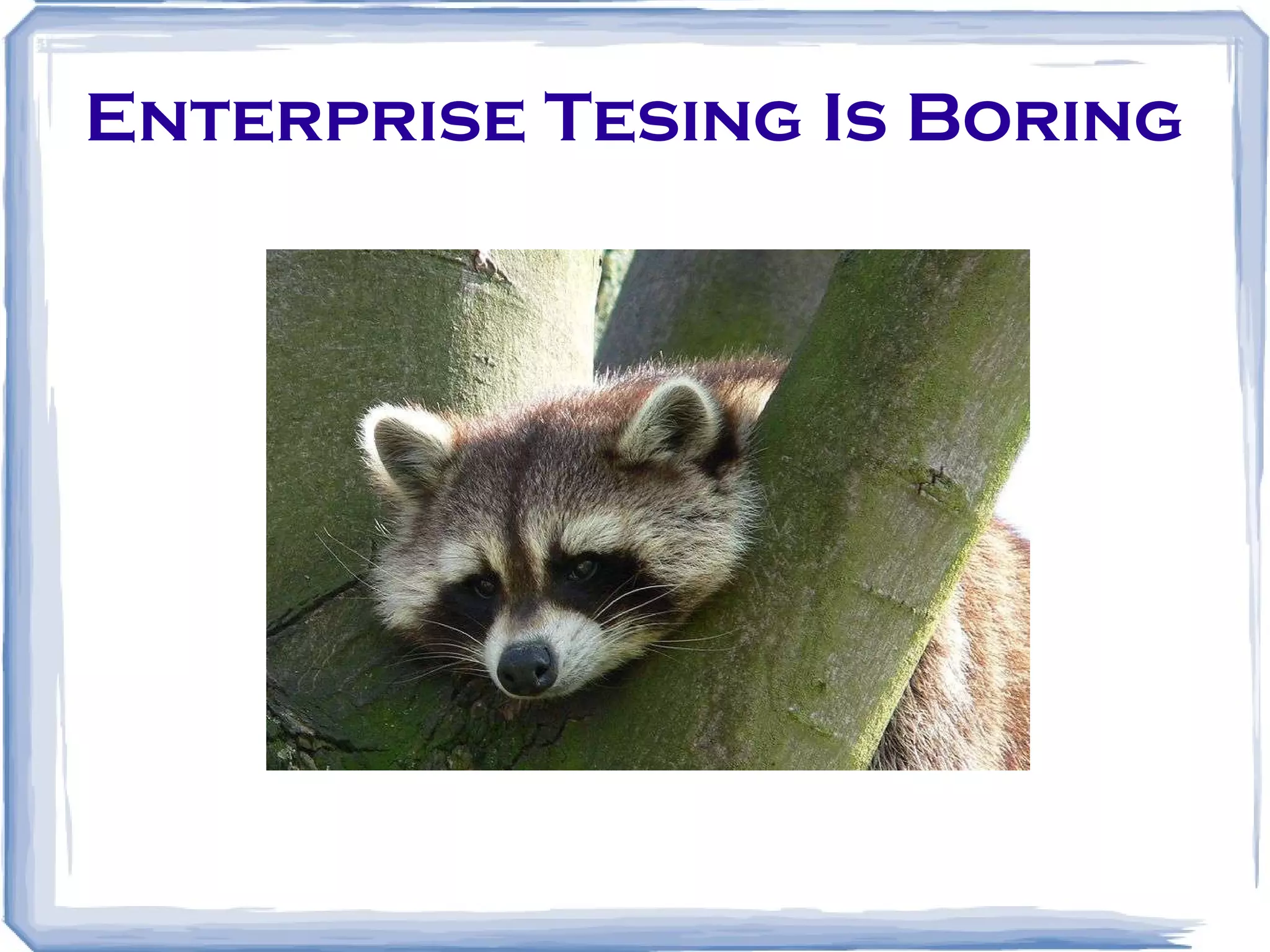 Enterprise Tesing Is Boring 