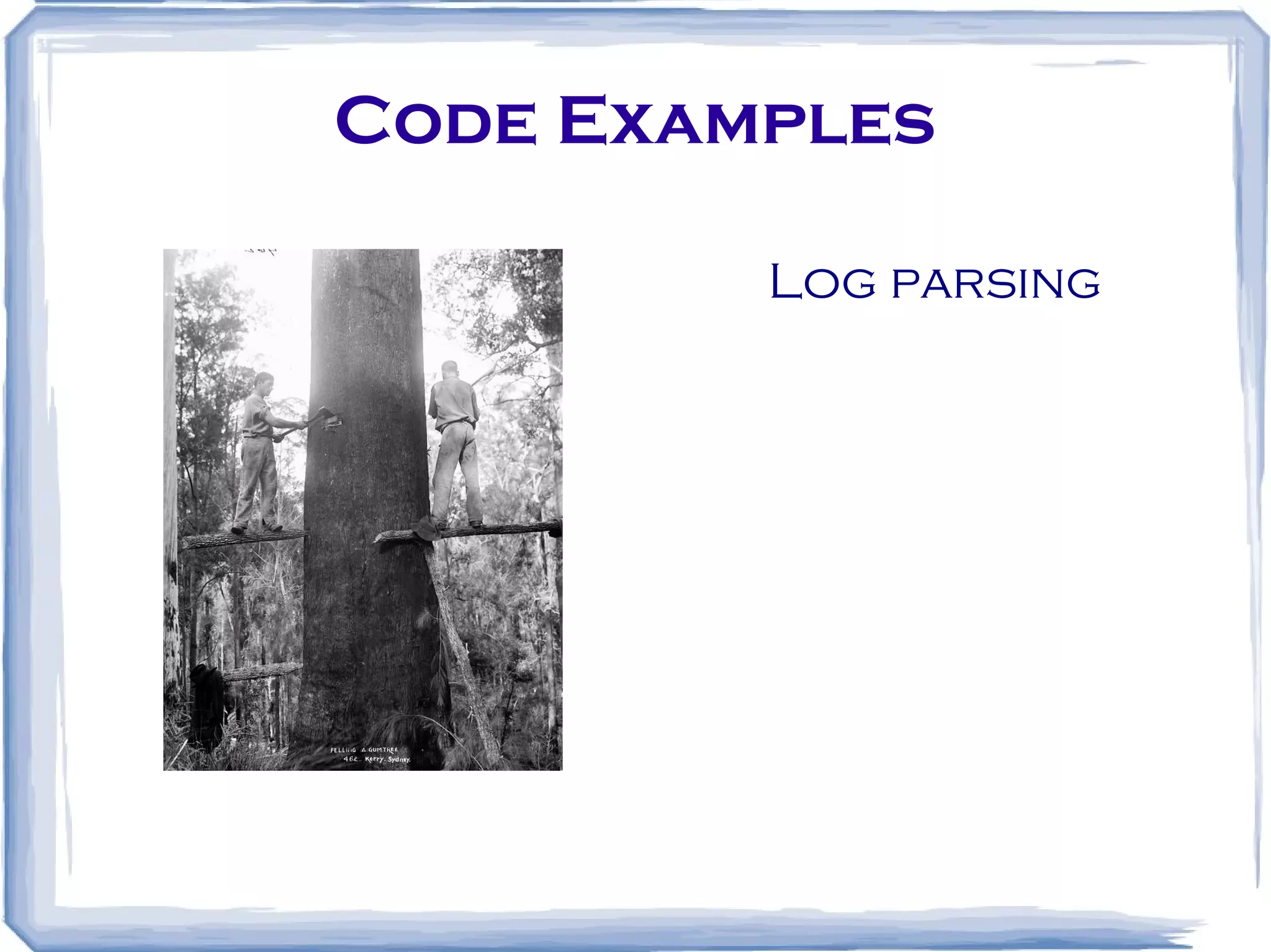 Code Examples Log parsing 