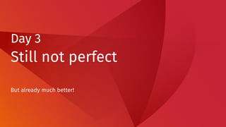 Day 3
Still not perfect
But already much better!
 