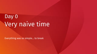 Day 0
Very naive time
Everything was so simple… to break
 
