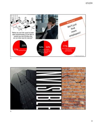 2/12/24
3
Typical
employee
experience…
Classic NIH
Dr. Natalie Petouhoff © 2024
23%
77% quietquitting
50%
50%
50% of the world’s
employees have one foot
out the door
77
%
Know what the want, but…
corporations
aren’t listening
77%
We’ll just
find
more
employees!
5
6
 