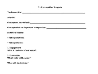 5 e lesson plan by Dr.Omprakash H M | PPTX