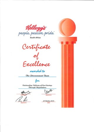 Certificate of Excellence 2010