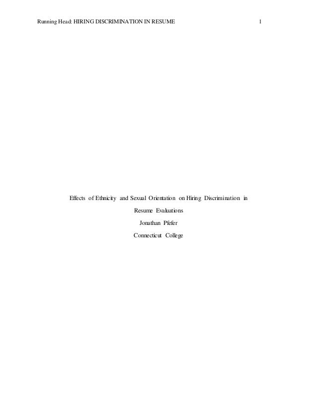 running head hiring discrimination in resume 1 effects of ethnicity and sexual orientation on hiring